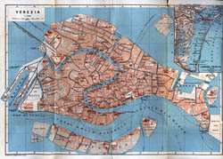 Duża stara mapa Wenecji 1913 roku.