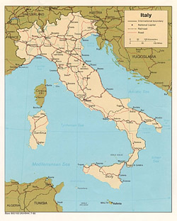 Mapa polityczna Włoch.