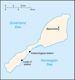 Mała mapa internetowa wyspy Jan Mayen.