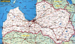 Szczegółowa mapa drogowa Łotwy.