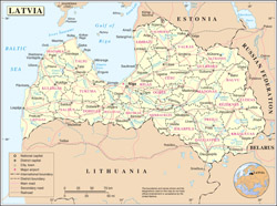 Duża mapa polityczna i administracyjna Łotwy.