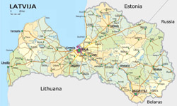 Mapa drogowa Łotwy.