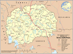 Duża mapa polityczna i administracyjna Macedonii z drogami i miastami.