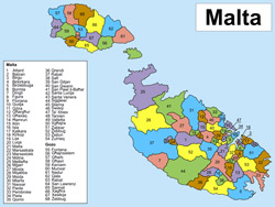 Mapa administracyjna Malty.