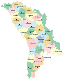 Mapa administracyjna Mołdawii.