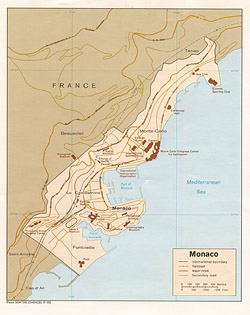 Mapa polityczna Monako.