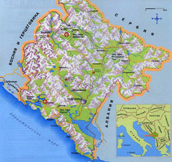 Mapa internetowa Czarnogóry.