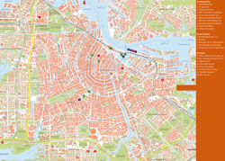 Duża szczegółowa mapa z głównymi atrakcjami turystycznymi Amsterdamu.