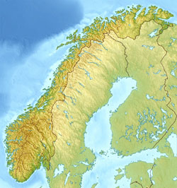 Mapa reliefowa Norwegii.