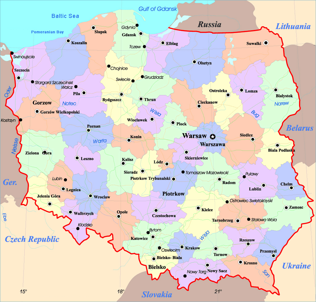 Mapy Polski Szczeg owa Mapa Polski W J zyku Angielskim Mapa 