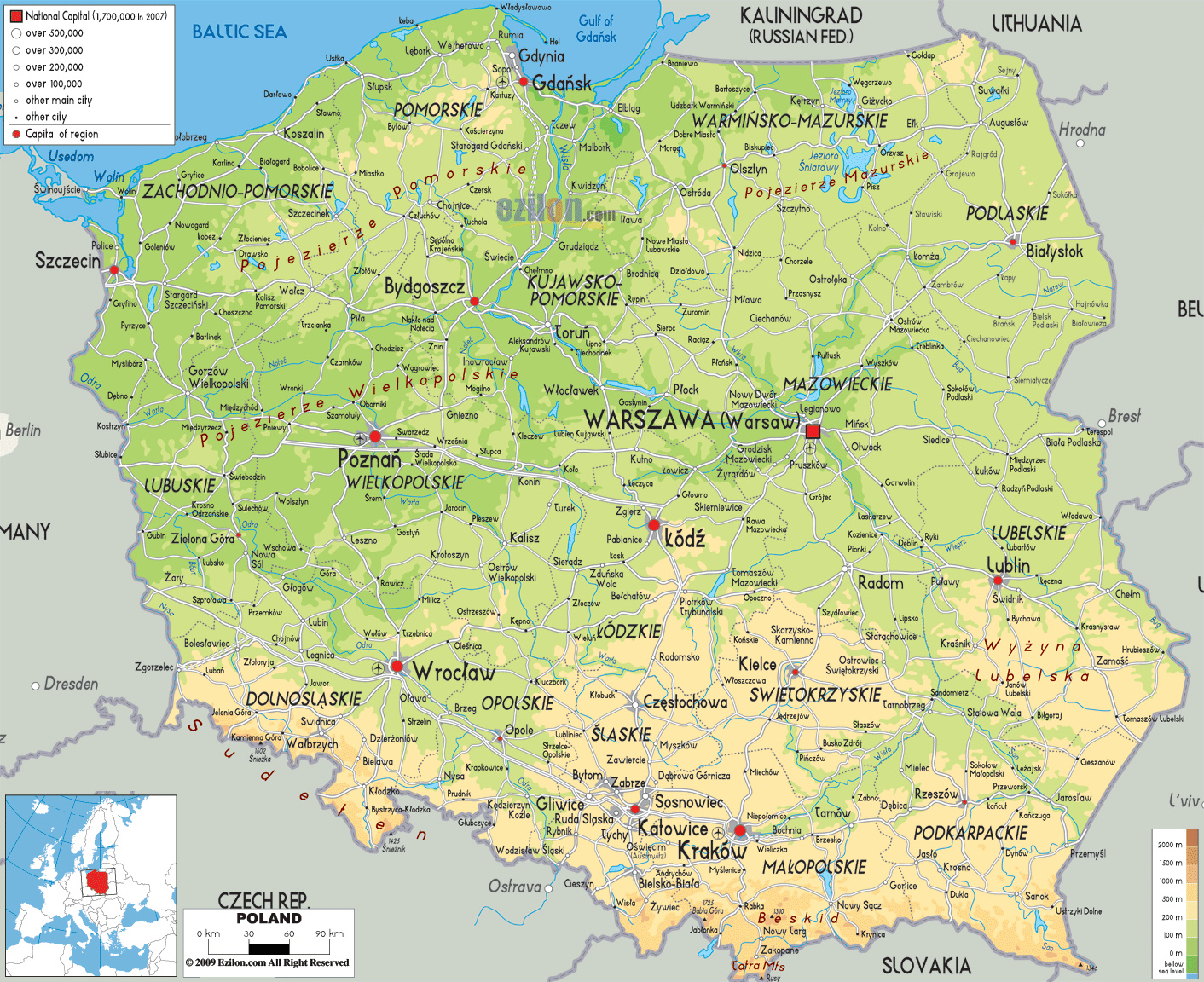 Mapy Polski Szczeg owa Mapa Polski W J zyku Angielskim Mapa 