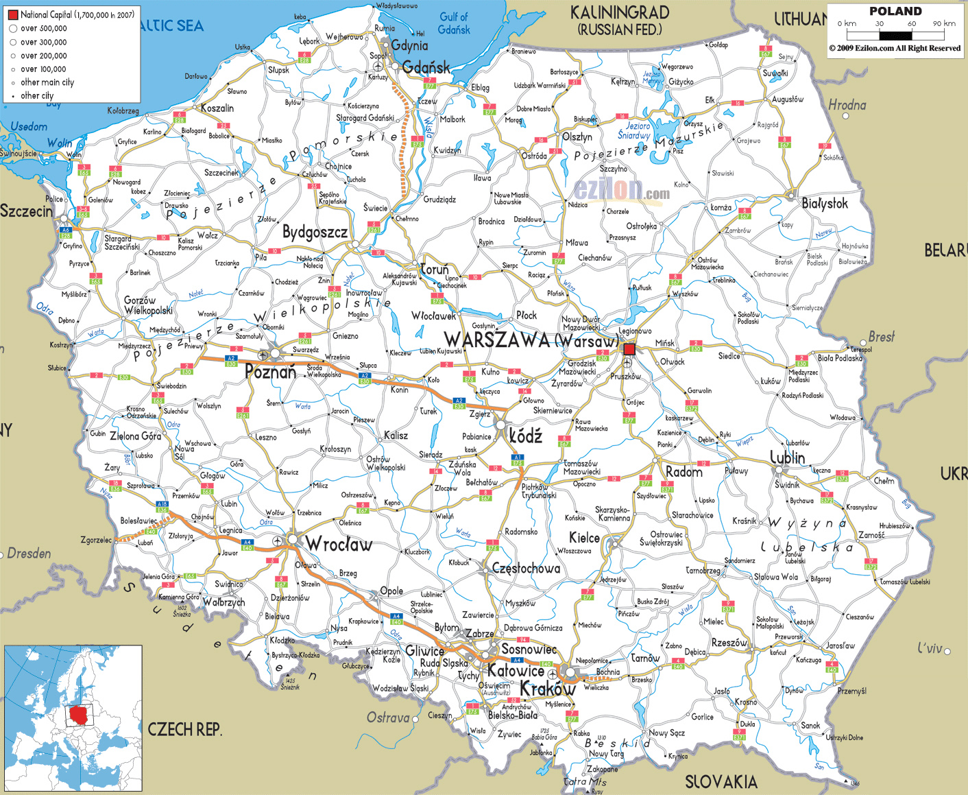 Mapy Polski Szczeg owa Mapa Polski W J zyku Angielskim Mapa 