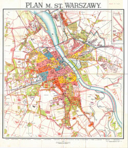Szczegółowy plan starego miasta Warszawy w dużym formacie - 1924.