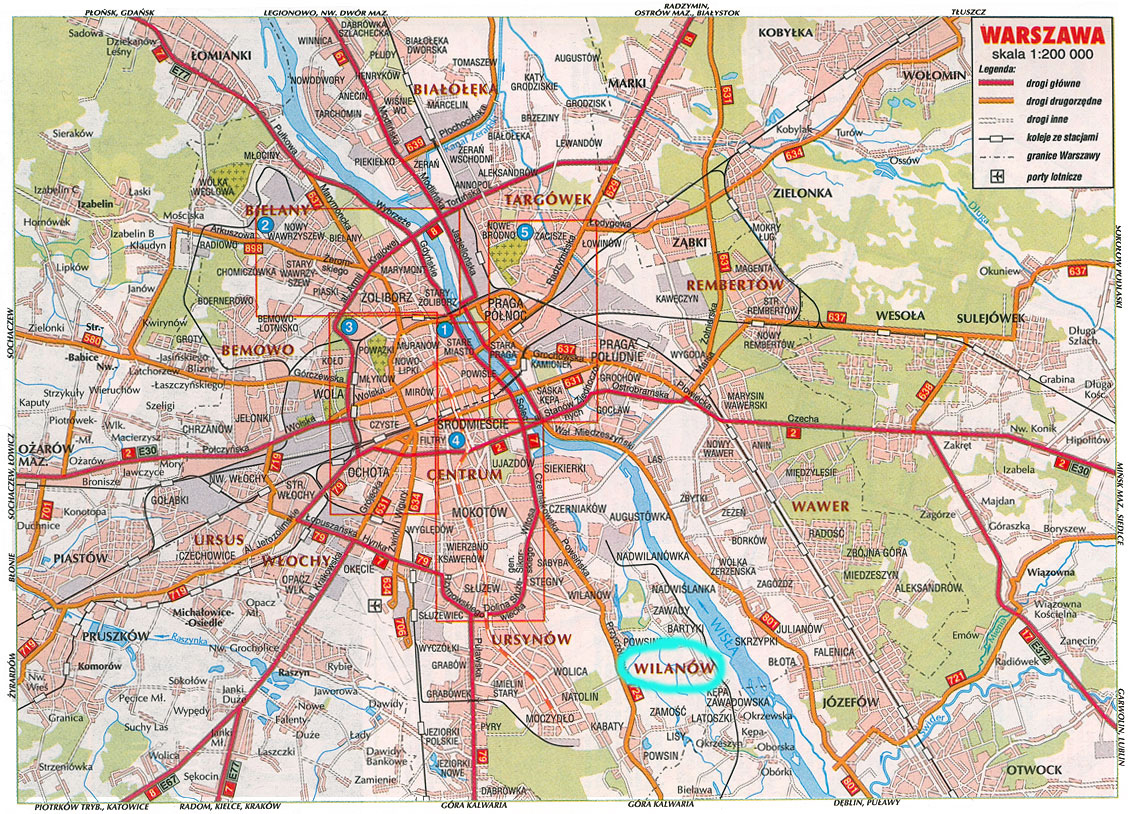Mapy Warszawy Szczegółowa Mapa Warszawy W Języku Angielskim Mapy