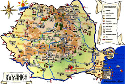 Mapa turystyczna Rumunii.