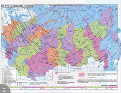 Szczegółowa mapa stref czasowych w Rosji.