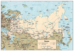Szczegółowa mapa polityczna Rosji.
