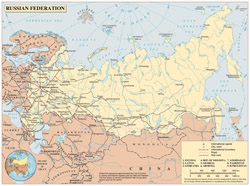 Duża mapa polityczna Rosji.