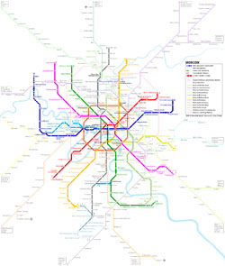 Duża mapa szczegółowa metro Moskwy w języku angielskim.