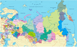 Mapa regionów Rosji.