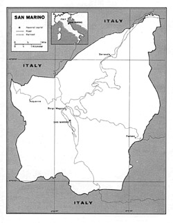 Mapa polityczna San Marino.