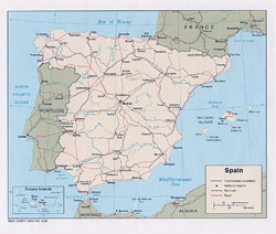 Mapa polityczna Hiszpanii.