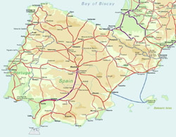 Mapa kolei Hiszpanii.