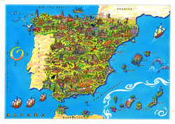 Mapa turystyczna Hiszpanii.