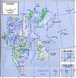 Szczegółowa mapa internetowa Svalbardu.