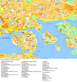 Szczegółowa mapa turystyczna centrum Sztokholmu.
