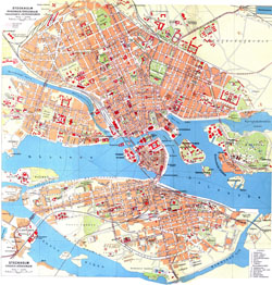 Duża szczegółowa mapa stara Sztokholmu.