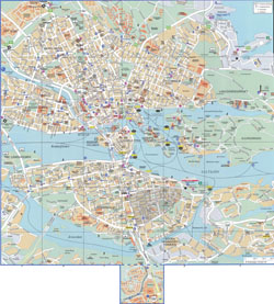 Duża szczegółowa mapa ogólna Sztokholmu.