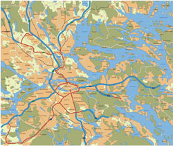 Mapa przejazdy przez Sztokholm.