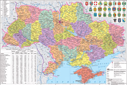 Szczegółowa mapa polityczna i administracyjna Ukrainy.