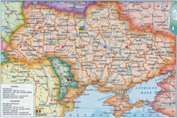 Szczegółowa mapa polityczna Ukrainy i Mołdawii.