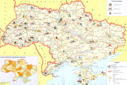 Szczegółowa mapa turystyczna Ukrainy.