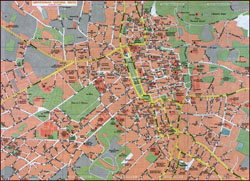 Duża szczegółowa mapa samochodowa centrum Lwowa po ukraińsku.