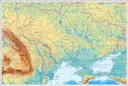 Mapa fizyczna Ukrainy.