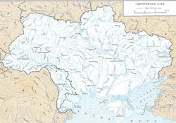 Mapa rzek Ukrainy w języku ukraińskim.