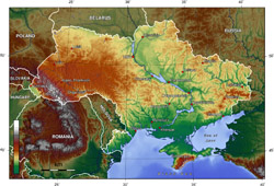 Mapa topograficzna Ukrainy.