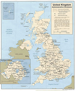 Internetowa mapa administracyjna Wielkiej Brytanii.