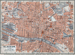 Szczegółowa stara mapa Glasgow - 1910.