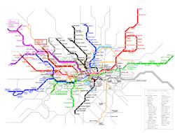 Szczegółowa mapa metra Londynu.