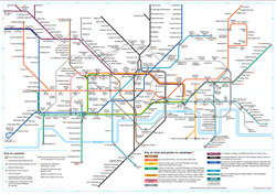 Szczegółowa mapa metra londyńskiego.