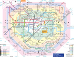 Duża mapa szczegółowa transportu publicznego w Londynie.