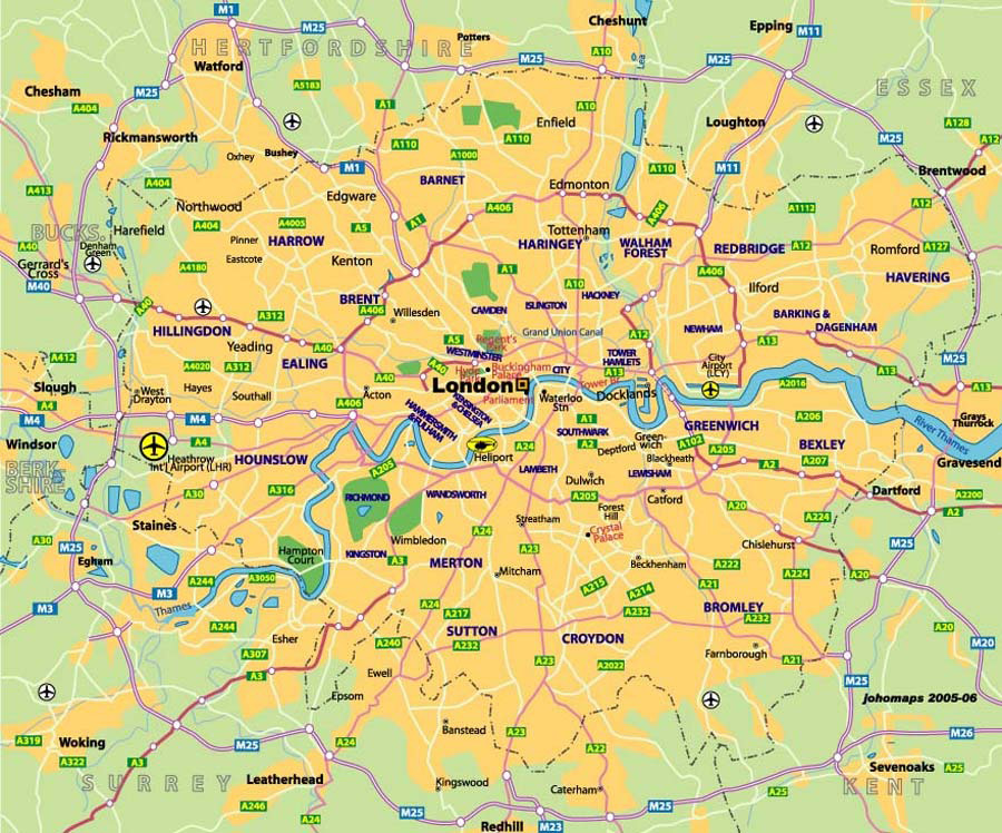 Mapy Londynu Szczeg owa Mapa Londynu W J zyku Angielskim Mapy 