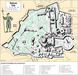Szczegółowa mapa turystyczna Watykanu.