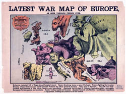 Duża szczegółowa komiczna mapa - Ostatnia mapa wojenna Europy 1835 - 1875.