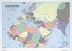 Duża szczegółowa stara mapa polityczna Europy, Afryki Północnej i Azji Południowo-Zachodniej - 1981.