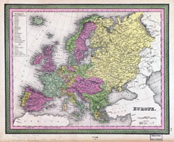 Duża szczegółowa stara mapa polityczna Europy z miastami - 1849.